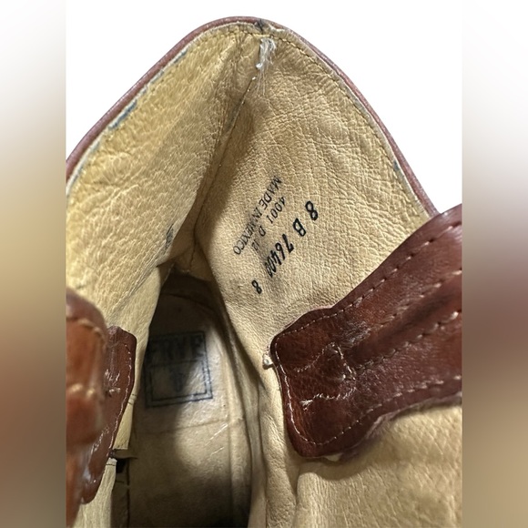 FRYE Jane Trapunto Stitched Leather Bootie - Redwood Brown Heeled Boots size 8B - Picture 6 of 6